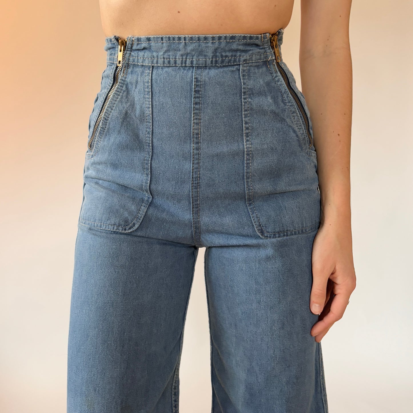 70s Zip Front Bellbottoms (XS)