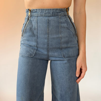 70s Zip Front Bellbottoms (XS)