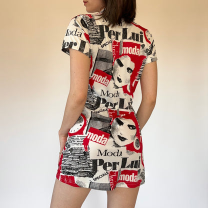 90s Media Print Dress (M)