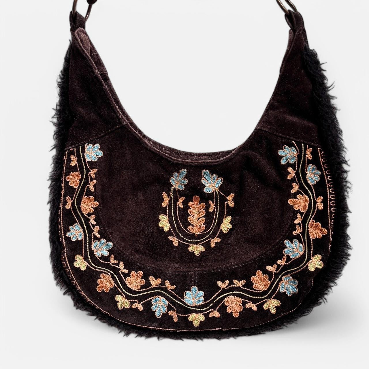 Y2K Does 70s Embroidered Suede Purse