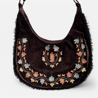 Y2K Does 70s Embroidered Suede Purse