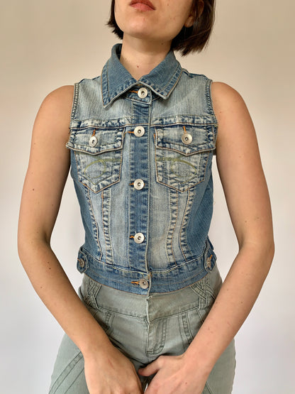 Y2K Denim Vest - S/M
