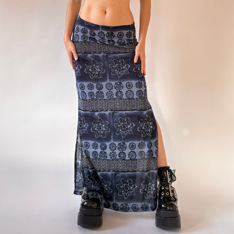 90s Slinky Blue Maxi Skirt (S)