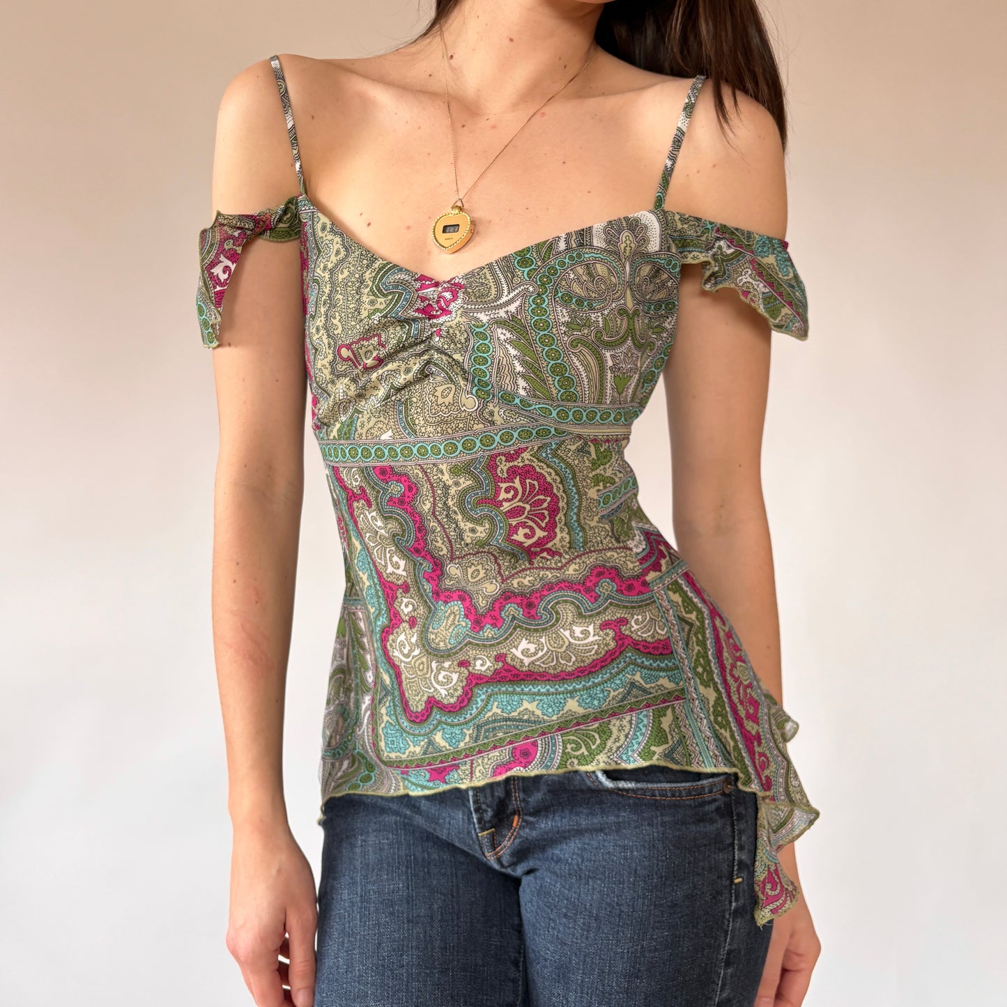 Y2K Whimsy Paisley Top (M)