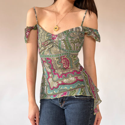 Y2K Whimsy Paisley Top (M)