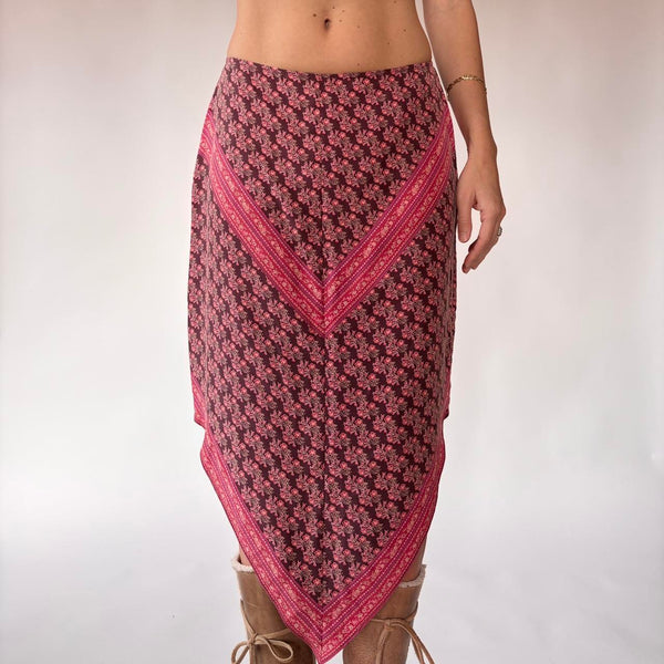 90s Pointed Hem Silk Skirt (S)