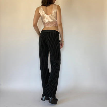 2000s Belted Pinstripe Trousers (M)