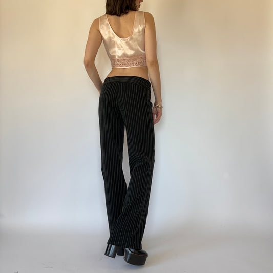 2000s Belted Pinstripe Trousers (M)