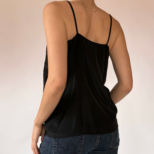 90s Noir Silk Tiered Cami (M)