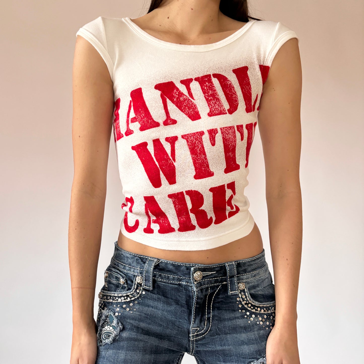 90s Handle With Care Baby Tee (XXS/XS)