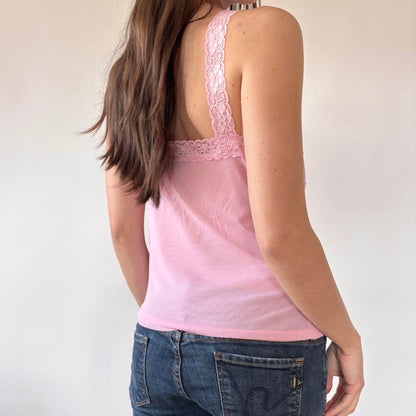 Y2K Baby Pink Mesh Cami (M/L)