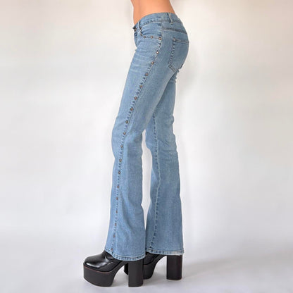 Y2K Low Rise Rivet Studded Jeans (XS)