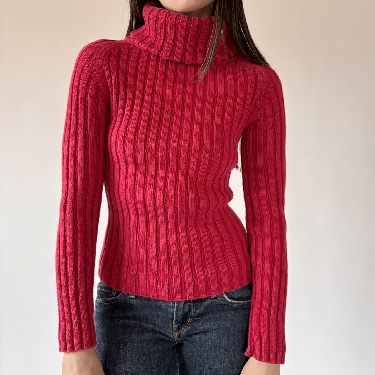 Y2K Red Asymmetrical Zip Sweater (XS/S)