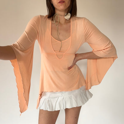 Y2K Peach Whimsy Top (S)