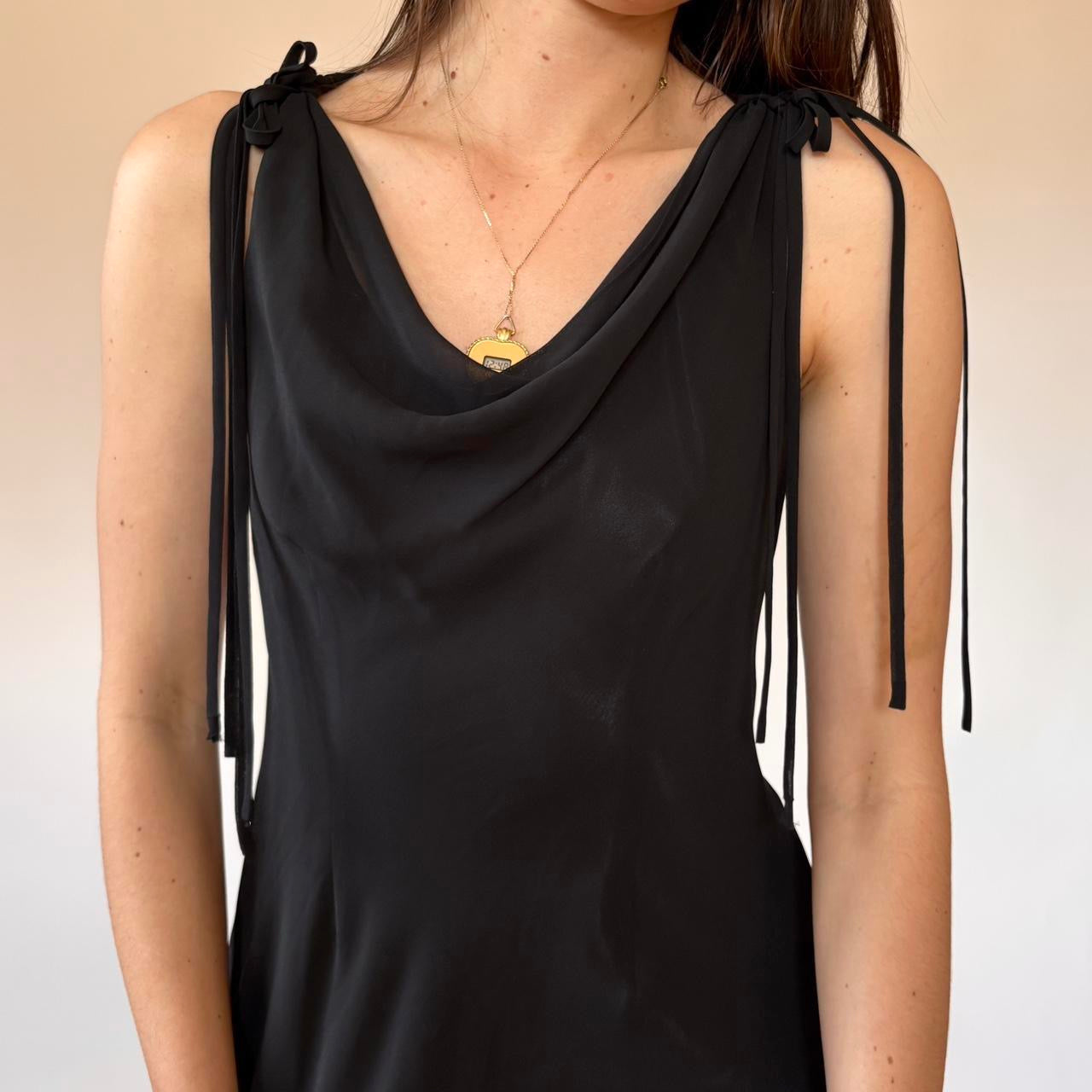 2000s Noir Cowl Neck Dress (XS/S)