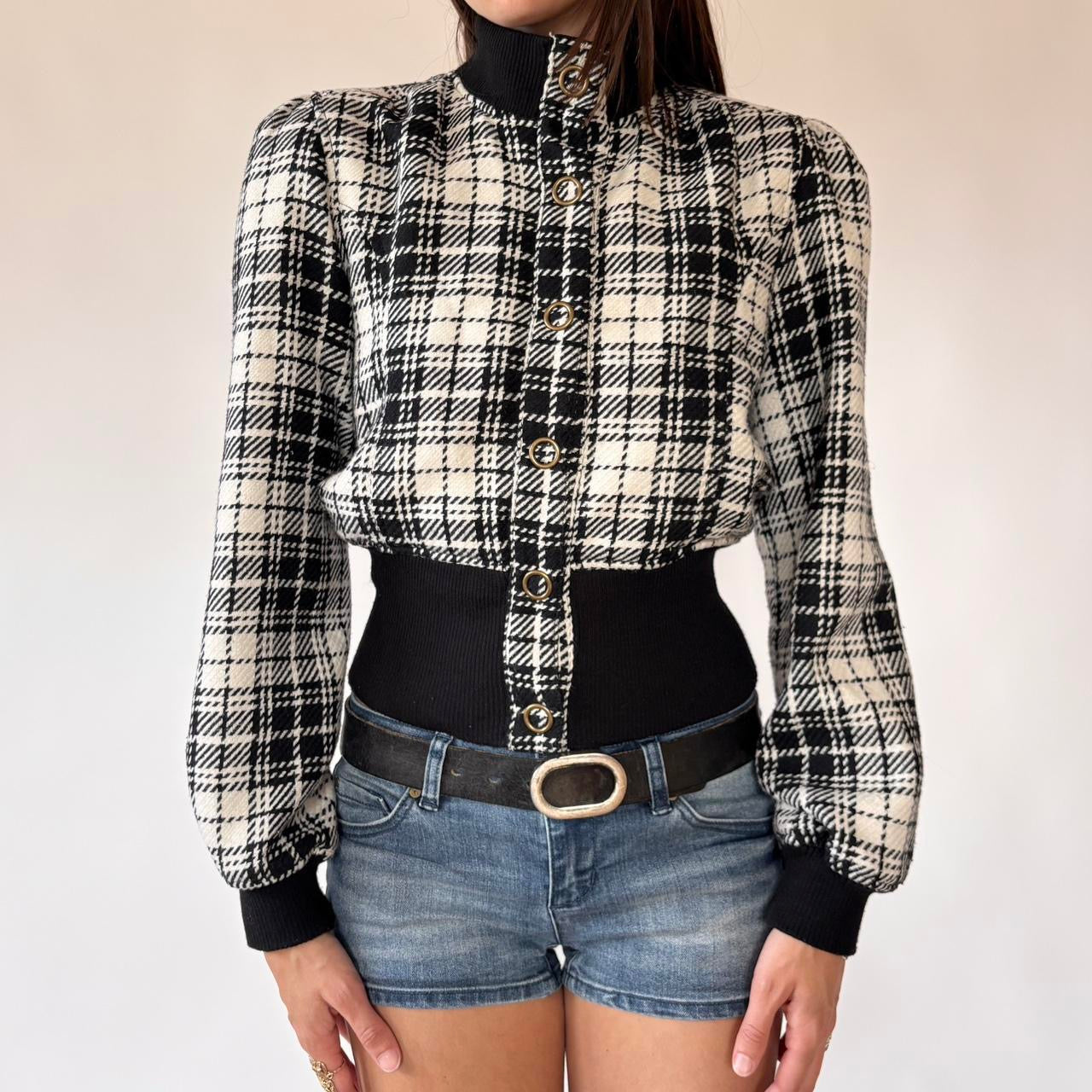 Y2K Houndstooth Jacket (M)