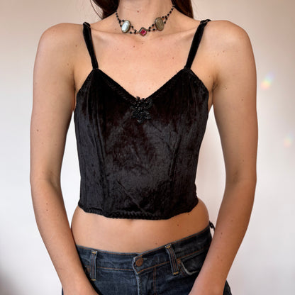 90s Noir Velvet Bustier (XS)