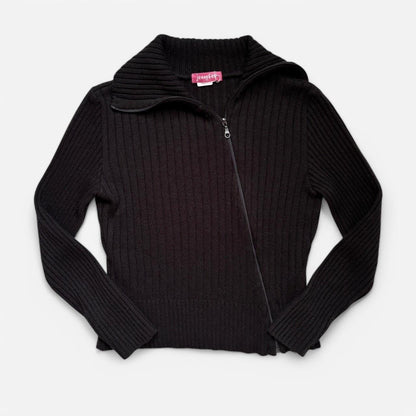 Y2K Asymmetrical Zipper Sweater (M)