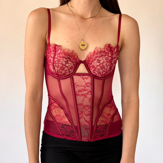 Victoria’s Secret Burgundy Lace Corset (34B)