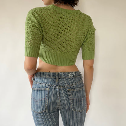 Y2K Pistachio Knit Crop (S)