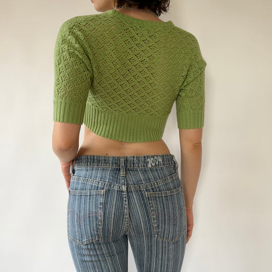 Y2K Pistachio Knit Crop (S)