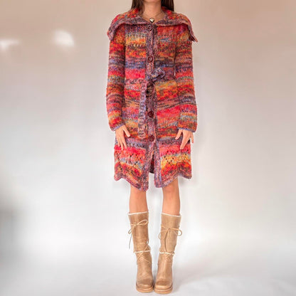 Y2K Chunky Knit Duster Cardigan (S)