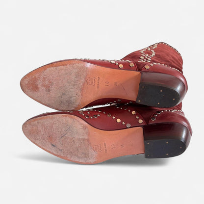 80s Italian Burgundy Studded Boots (10)
