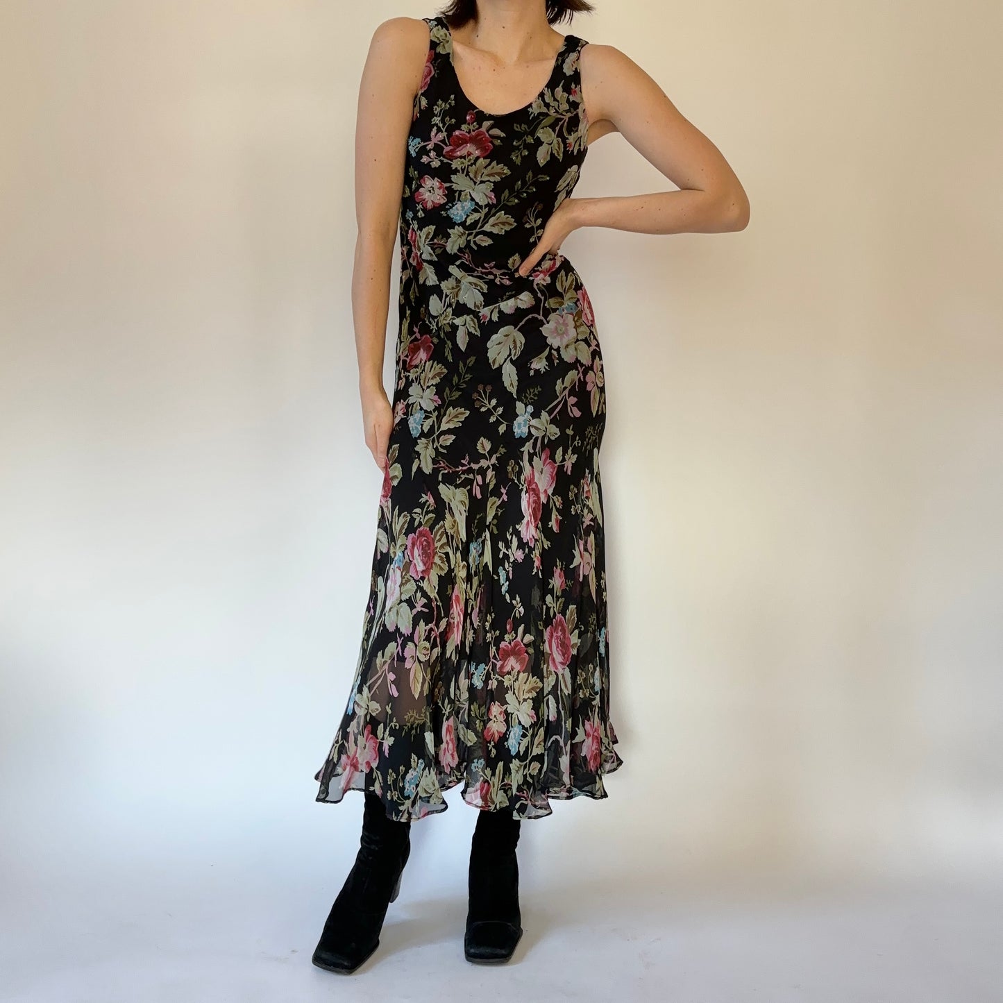 90s Floral Maxi Dress (S)