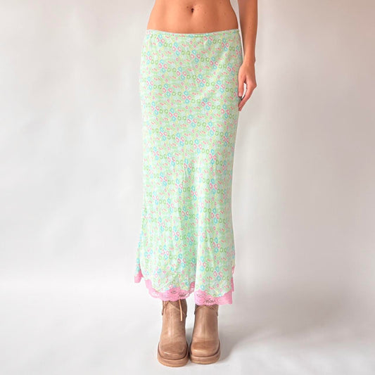 Y2K Floral Maxi Skirt (M)