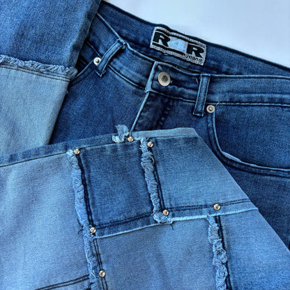 2000s Patchwork Jeans (XS)