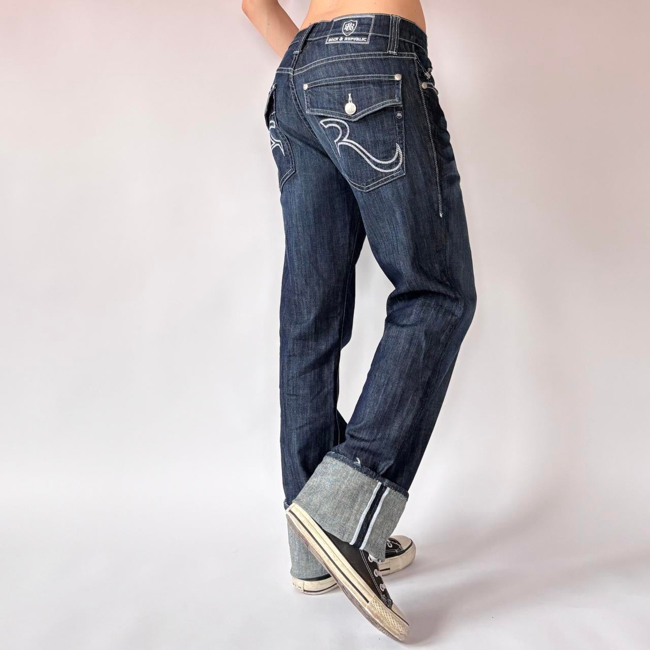 Rock & Republic Dark Wash Boyfriend Jeans (M)