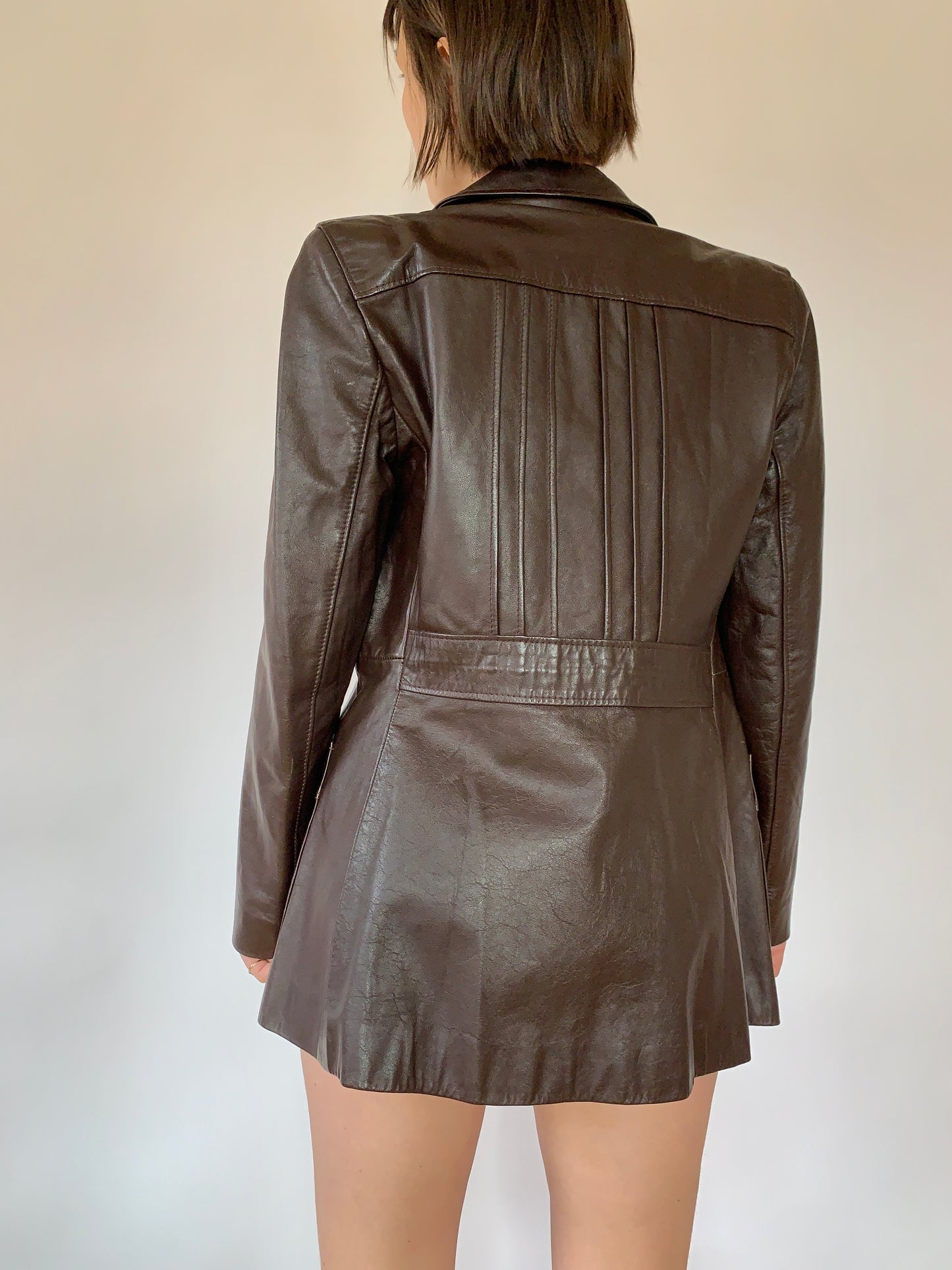Vintage 1970s Leather Blazer - Small