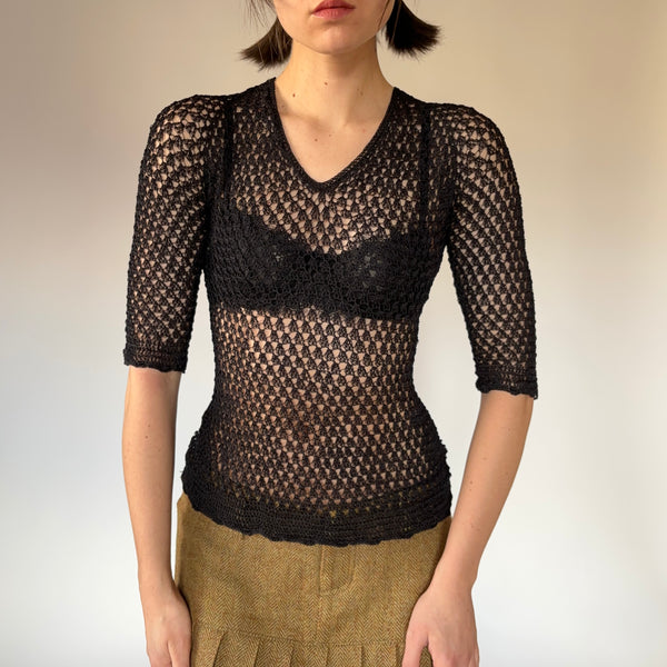 Noir Crochet Blouse (S)