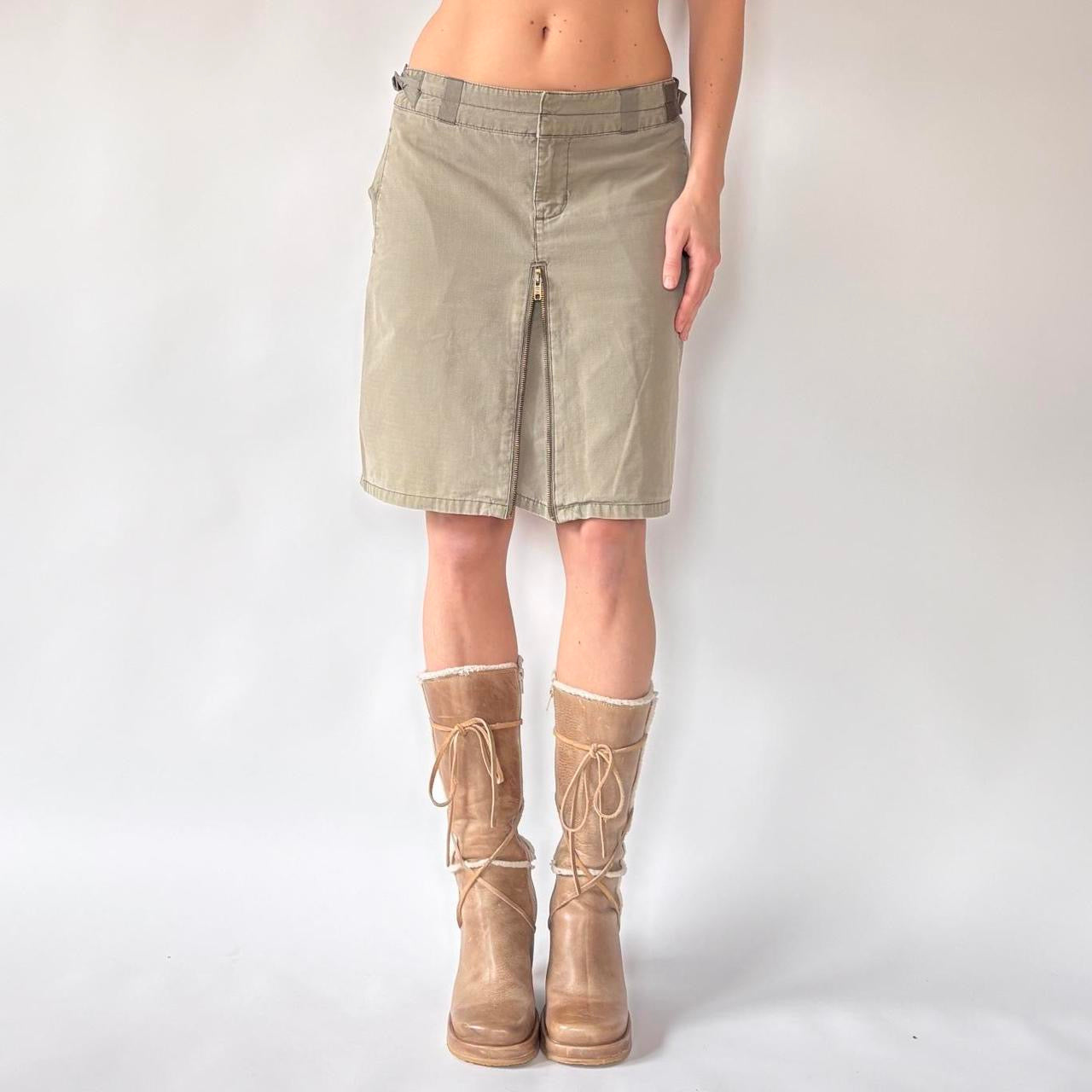 Y2K Cargo Zipper Midi Skirt (S)