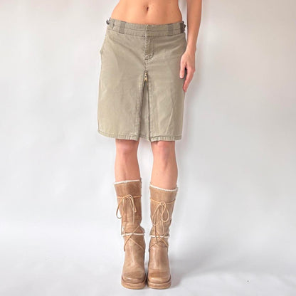 Y2K Cargo Zipper Midi Skirt (S)