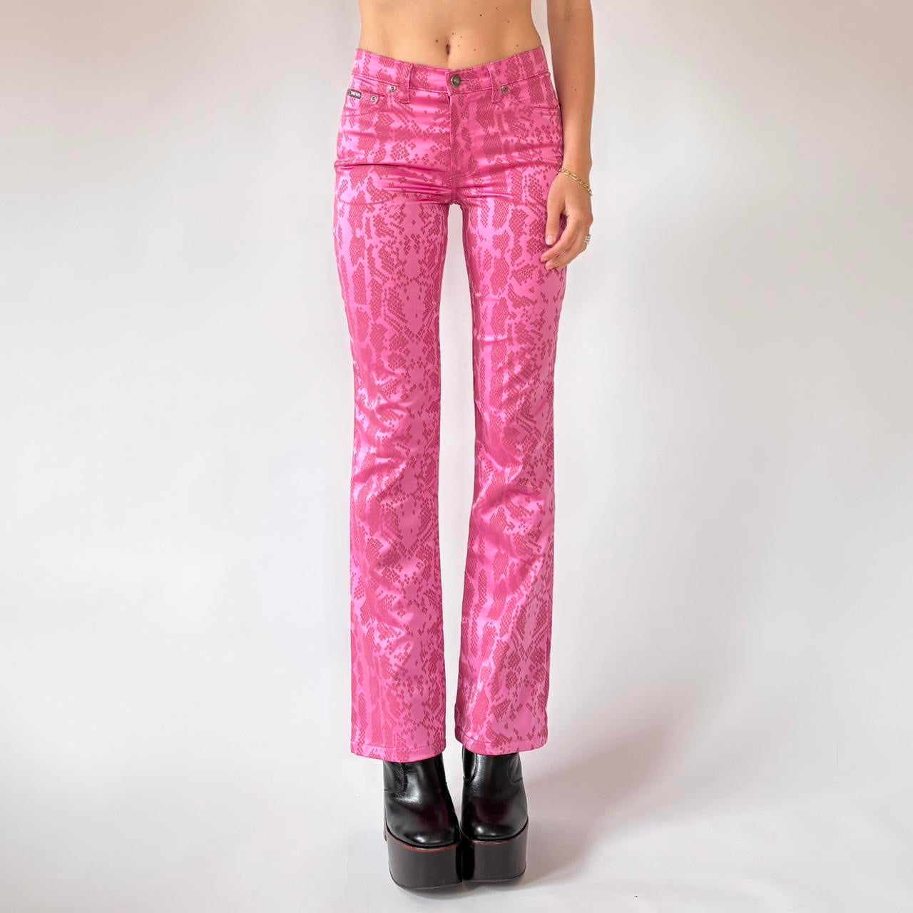 Y2K Pink Snakeskin Pants (XXS)
