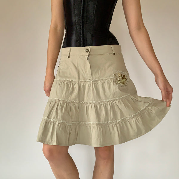 Khaki Ruffle Skirt (S)