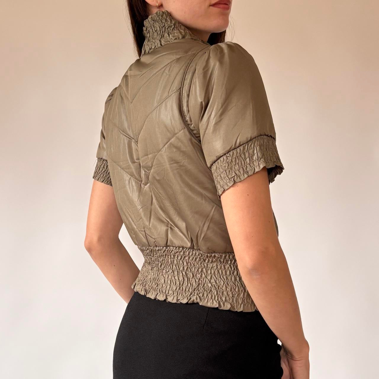 Y2K Olive Puffer Top (S)