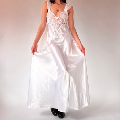 80s White Satin Slip (S)