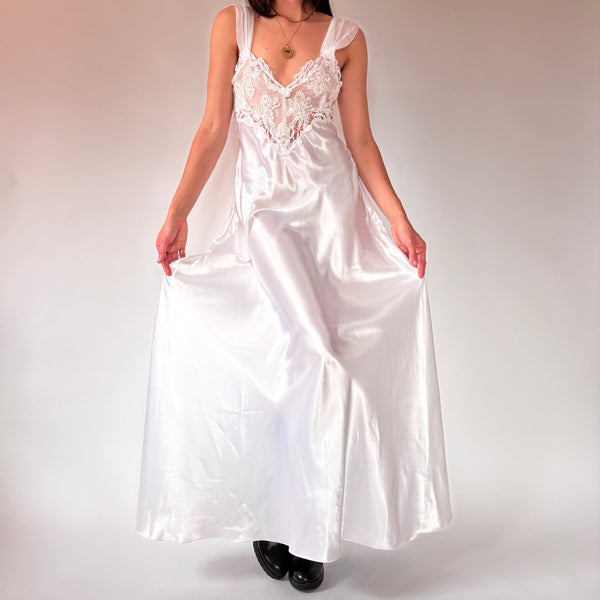 80s White Satin Slip (S)