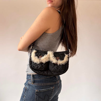 Y2K Furry Quilted Shoulder Bag