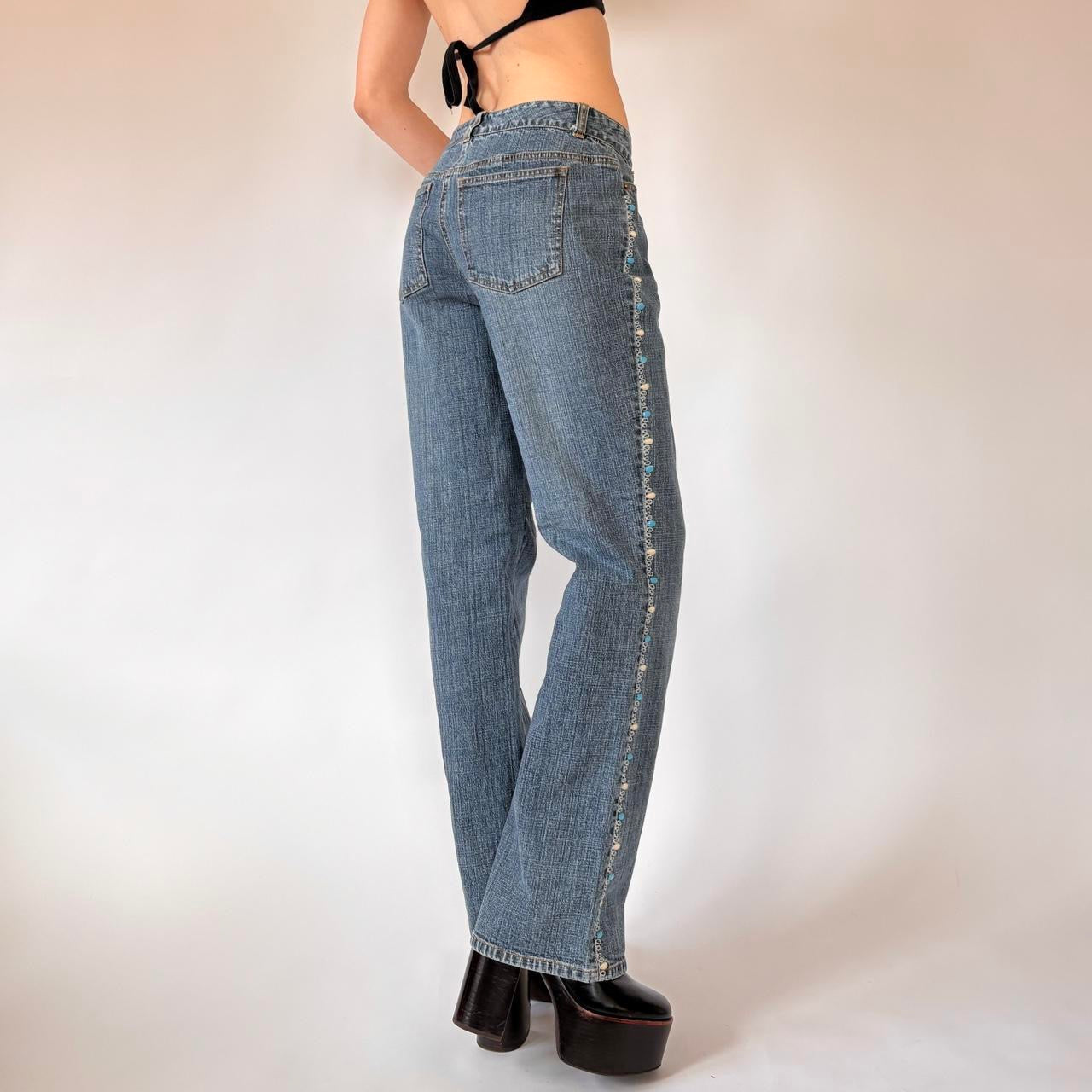 Y2K Beaded Jeans (S/M)