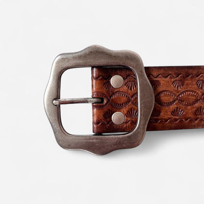 Vintage Embossed Genuine Leather Belt (M)