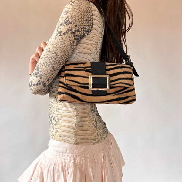 Y2K Fuzzy Tiger Shoulder Bag