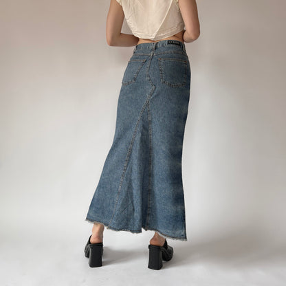 Y2K Denim Maxi Skirt (XS)