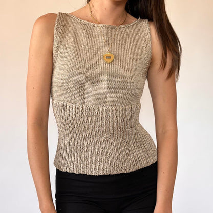 2000s DKNY Gold Knit Tank (XS)