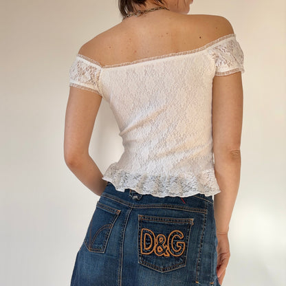 2000s White Lace Top (S)
