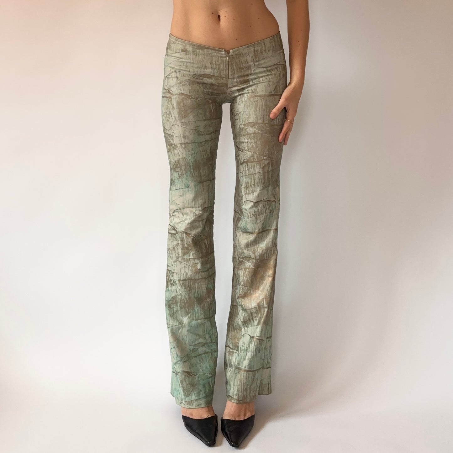 Y2K Low Rise Sea Foam Flares (XXS/XS)