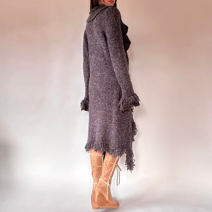 Y2K Ruffly Knit Duster Cardigan (M/L)
