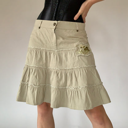 Khaki Ruffle Skirt (S)